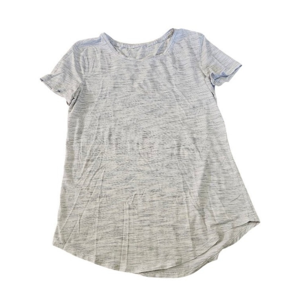 Lululemon Womens Size 4 Short Sleeve Activewear Top Gray Curved Hem